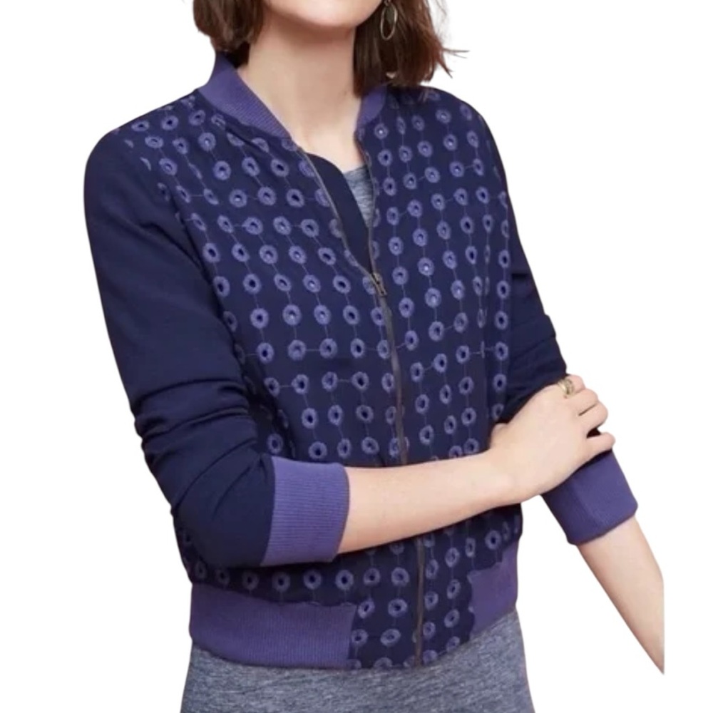 Anthropologie AMADI Eyelet Redskin Blouson Bomber Jacket Size Small